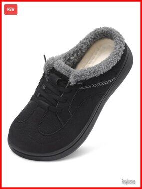 Womens Wide Slippers Comfy Memory Foam House Shoes Fuzzy Lined Mules